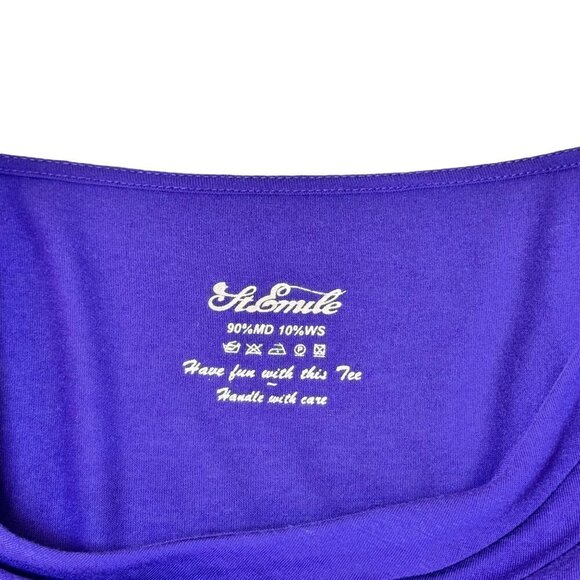 St. Emile Sleeveless Top Sz. 6 Purple Modal Cashmere Blend Ballet Neck Preppy - Picture 5 of 12